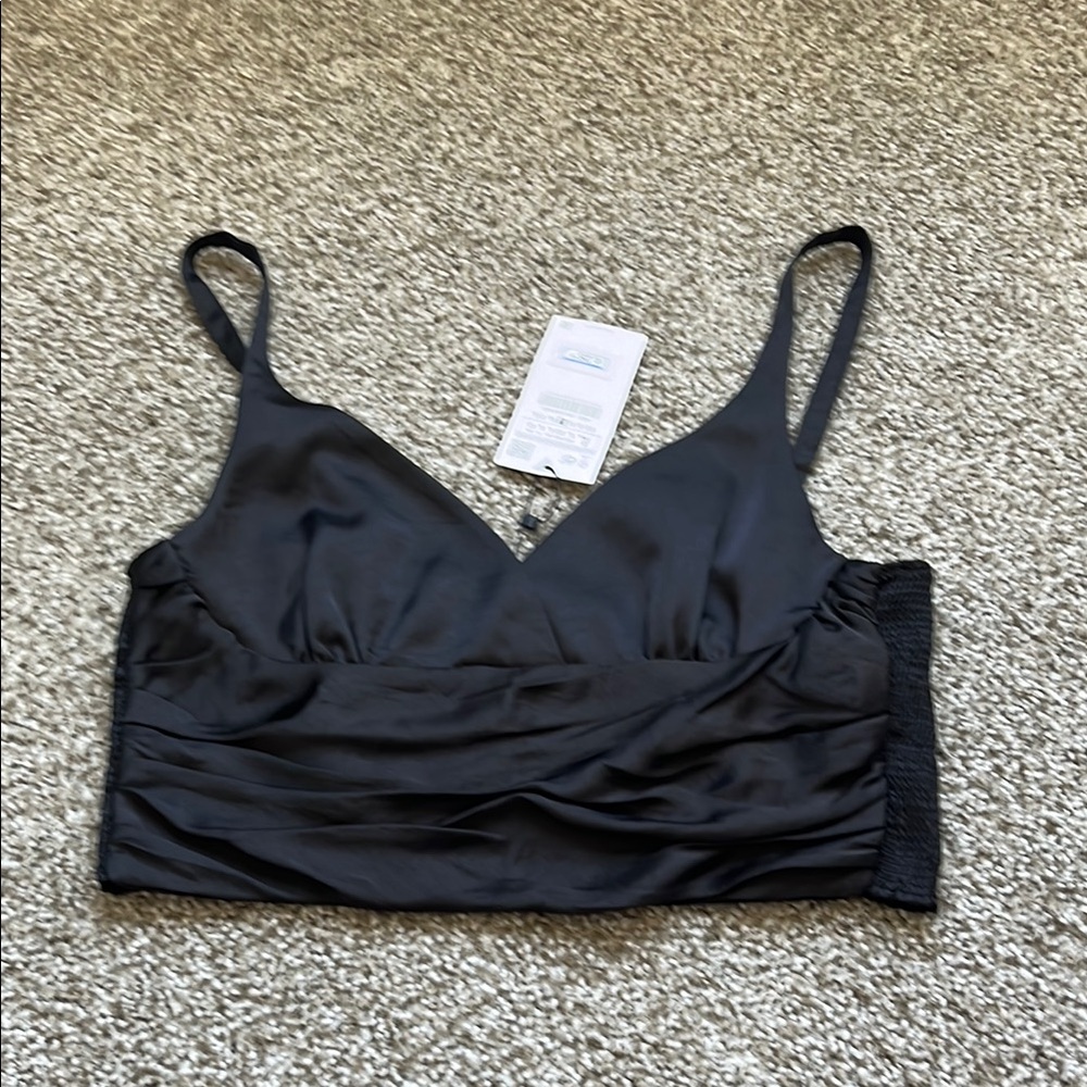 Zara Black Satin Crop Top